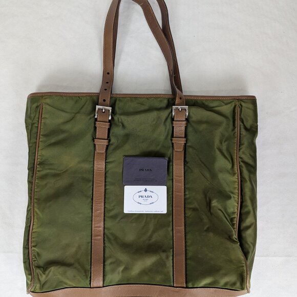 Authentic Prada Nylon Classic Handbag Olive Green Made In Italy - Picture 3 of 16